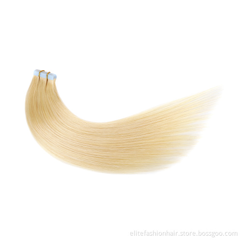 613# Blonde Tape In Hair Extensions Shiny Double Drawn Remy Human Hair Cuticle Aligned Tape Hair Extensions